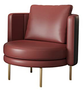 Kleines Sofa Business-Empfangssofa, Stuhl, Hotel, drehbares Einzelsofa, Freizeit-Einzelsofa, Schlafzimmer, Wohnzimmer, Arbeitszimmer, weiches Ledersofa Einzelsofa (Color : Rood)