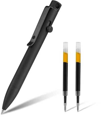 KeyUnity KP03BK Kugelschreiber aus Titanlegierung mit Clip, einziehbarer EDC-Taschenstift aus Metall für den täglichen Gebrauch