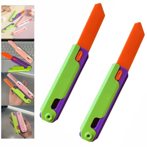 ESPRY Impression 3D d'un Couteau de Poche, Jouet Imprimé en 3D, Couteau à Gravité, Jouet Fidget,Jouet sensoriel à gravité en Forme de Carotte, Couteau Fidget Papillon (2PC-005#)