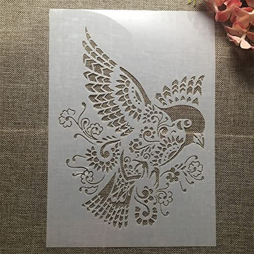A4 29 cm Mandala Vogel Spatz Wiederverwendbare Malschablonen Love Home Vorlage zum Malen auf Holz, Veranda, Haustür, Wand Wohnkultur