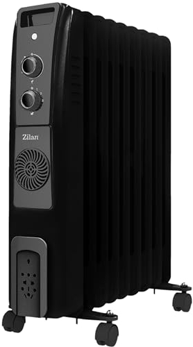 Öl Radiator 9 Rippen | 2500 Watt | Integrierter Heizlüfter | Energiesparend | Radiator Heizung | Heater | Heizgerät | Mini Heizung | Elektroheizung | Ölradiator | Öl-Radiator | Heizkörper