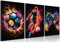 BGFCE gerahmte Leinwand-Wandkunst, Gemälde „Game Controller Farbspritzer“, Leinwandbild, Poster für Raum-Ästhetik, Fußball-Leinwandkunst zur Dekoration im Jungenzimmer, 30,5 x 40,6 cm, 3er-Set