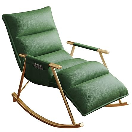 Gepolsterter Schaukelstuhl für das Kinderzimmer, Liegestühle aus Leder mit verstellbarer Rückenlehne und Fußstütze, ergonomischer Lounge-Stuhl, gepolsterter Schaukelstuhl, moderner Stuhl für das