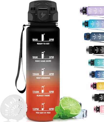 Grsta Trinkflasche 1L, Trinkflasche Sport mit Filter, Trinkflasche für Kohlensäurehaltige Getränke, Kann mit dir tragen, Wasserflasche für Fitness, Schule, Camping, Outdoor, Wandern, Schwarz-Rot