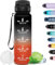 Grsta Trinkflasche 1L, Trinkflasche Sport mit Filter, Trinkflasche für Kohlensäurehaltige Getränke, Kann mit dir tragen, Wasserflasche für Fitness, Schule, Camping, Outdoor, Wandern, Schwarz-Rot