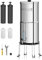 Purewell - Système d'ultrafiltration par Gravité à 6 étapes, avec Indicateur de Niveau d'eau en Verre, Système de Comptoir en acier Inoxydable 304 avec 4 Filtres et Supports, Réduit Fluorure 11 L