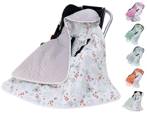 Miracle Baby Manta Envolvente para Bebé 90 x 90 cm, Manta Saco Capazo Universal para Asiento de Coche Bebé, Cochecito, con Relleno, Adecuado para Otoño e Invierno (Coala)