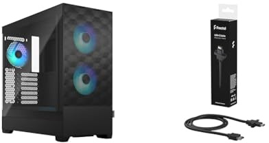 Bundle of Fractal Design Pop Air RGB Black PC Gaming Case + Fractal Design Pop Accessory USB-C 10Gbps Cable – Model D, FD-A-USBC-001