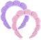 YUXIANLB Spa Stirnbänder Für Frauen 2er Set Schwamm Stirnband Zum Waschen Von Gesicht Oder Gesichtsbehandlung Hautpflege Stirnband Make Up Frottee Stoff Bauschiges Duschhaar Accessoire(Rosa + Lila)