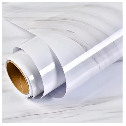 KüChen-öLschutzfolie PVC-wasserdichte und ölbeständige Marmor-Tapete, selbstklebende Vinyl-Wandaufkleber, Küchenschrank, Kochfeld, Schreibtisch, dekorative Folie KüChen-öLschutzfolie(Marble Jazz White
