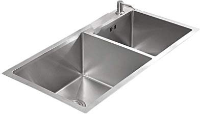 HanDpi Évier de Cuisine avec boîte à Outils en Acier Inoxydable 304 Fait à la Main avec Double cuve encastrée sous Le Plan de Travail pour Lave-Vaisselle