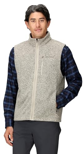 MARMOT Men's Drop Line Sweater Knit Vest, Birch Bark Heather, Large