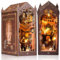 Book Nook Kit DIY Puppenhaus Holz Haus, 3D Holzpuzzle mit Sensor-LED – DIY Bücherecke Fantasy Bibliothek,Diorama & Bücherregal Deko für Erwachsene Teens(Magic House-2)