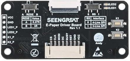 Universal E-Ink Display Driver HAT Board, Fits Raspberry Pi, Compatible with Arduino, STM32, ESP32 – SPI Interface with Open-Source Code for E-Paper Projects