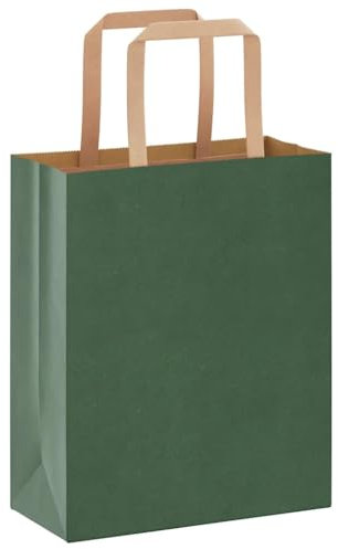 vidaXL Papiertragetaschen 50 Stk., Papiertüten mit Henkeln, Papiertüten, Geschenktüten für Einkaufen Hochzeiten Verpackungen Partys Geburtstag Weihnachten, Grün 18x8x22cm