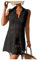 GORGLITTER Women's Hollow Out Sheer Collar V Neck Cover Up Dress Sleeveless Scalloped Beach Cover Ups Black Medium