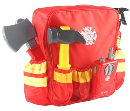 Juego De Juguete De Bombero Simulado para Niños con Mochila * 1 Martillo De Simulación * 1 Hacha De Simulación 1 Extintor De Incendios De Simulación * 1 Silbato * 1 Buscapersonas * 1 * 1
