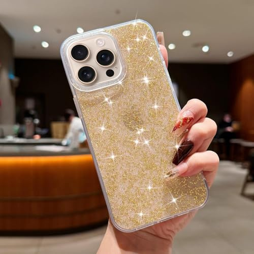 LAPOPNUT Coque pour iPhone 13 Pro Transparent Étui pour Apple iPhone 13 Pro Paillettes Étoiles Antichoc Silicone Housse de Protection pour iPhone 13 Pro Or