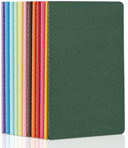 ZCZN Notizbuch A5 blanko, 12 Stück Notizblock, 30 Blatt, Heft für Büro und Schule, 12 Farben