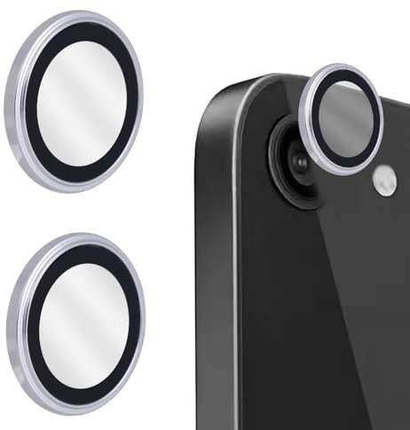 lasuroa 2pcs Protection d'Objectif d'Appareil Photo pour Téléphone 16e, Anti-Rayures Anneau Métallique Verre Trempé Sans Bulles Étui Individuel Appareil Photo Accessoires pour Smartphone (Argent)