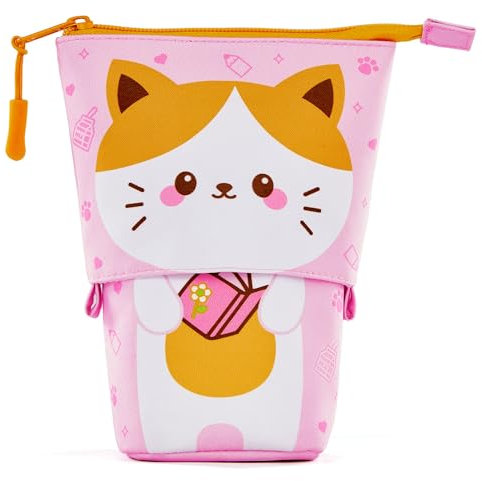 ACANICA Federmäppchen, 2-in-1 Standmäppchen, Teleskopisch Mäppchen, Federtasche Reißverschluss, Stifthalter, Schulmäppchen für Mädchen, Jungs, Teenager, Geschenke 7 8 9 10 11 12 Jahre-Katze