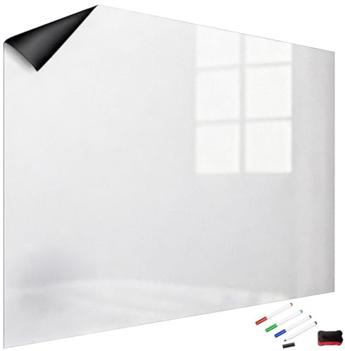 infactory Magnetfolie Kühlschrank: Magnetische Whiteboard-Folie, selbstklebend, 4 Marker, 100 x 60 cm (Magnetfolie selbstklebend weiß, Magnetwände)