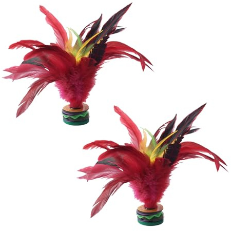 Rzcin 2 bunte Kick-Federbälle, farbechte Federn, chinesischer Federball, Erwachsene, chinesischer Jianzi-Fußfeder-Sportspielzeug für drinnen und draußen, 20 cm