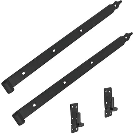DMX - Ladenband mit Kloben - Torband 2er Set 600x40x5,0 mm - Rolle Ø 16 - Scharniere Schwerlast - Ladenbänder - Scharniere für Gartentor Holz Tore - Türscharniere - Türband - Klobenhalter