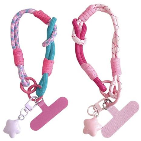 Vauki 2 Cadenas Para Teléfono Móvil Cortas Ajustables Tejidass Con Dulce Estrella, Colgantes Universales, Correa Y Cordón Para Muñeca