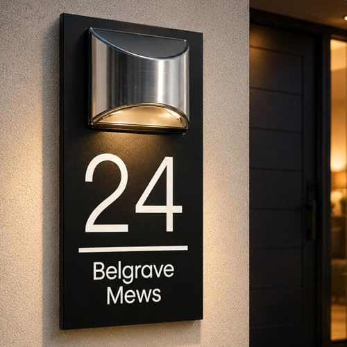 Personalised Solar House Number Sign, Custom Light Up House Numbers Solar | Acrylic Door Number Plaque with LED Light, Weather Resistant Door Numbers for Front Door, Gate, Porch and Garden Wall