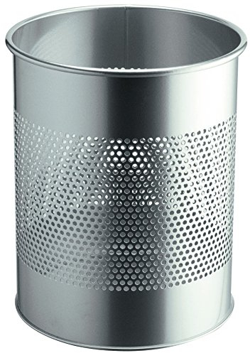 Durable Papierkorb Metall rund 15 Liter, Perforation 165 mm, silber, 331023