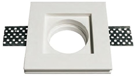 10 PEZZI PORTAFARETTO QUADRATO DA INCASSO IN GESSO PER FARETTI GU10 e GU5.3 MOD. 0042