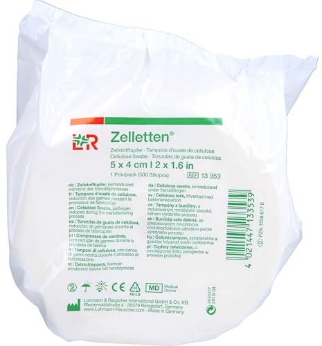 Lohmann & Rauscher Zelletten Tupfer 5 x 4 cm keimreduziert Rolle, 500 St. Tupfer