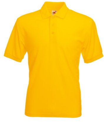Fruit Of The Loom Men's SS033M Short Sleeve Polo Shirt, Yellow (Sunflower Yellow), Large
