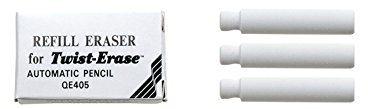Pentel E10 Refill White Erasers for Twist-Erase Automatic Pencils (12 Boxes of 3 Eraser Refills, 36 Erasers in Total)
