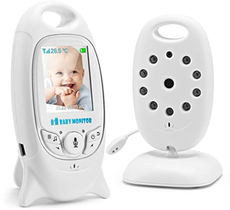 TKMARS Vigilabebés con Cámara 2,4GHz Camara Vigilancia Bebe con 2.4 Pantalla LCD Bebe Inteligente Vídeo Monitor con VOX, Comunicación Bidirecciona, Visión Nocturna, Zoom 2X, Sensor de Temperatura