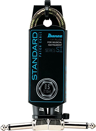 Ibanez SI Serie (Standard) Instrumentenkabel - 2 abgewinkelte Stecker 3-teiliges Set Patch Kabel - Klinke - Klinke, Camouflage Green - 0,15 m / 0,5 ft (SI05P-CGR)