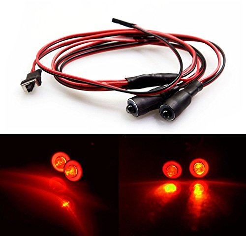 XUNJIAJIE 1 Stück 5mm 2Leds Angel Eyes & Demon Eyes Headlight RC Autolicht for 1/10 RC Crawler (Rot&Gelb)