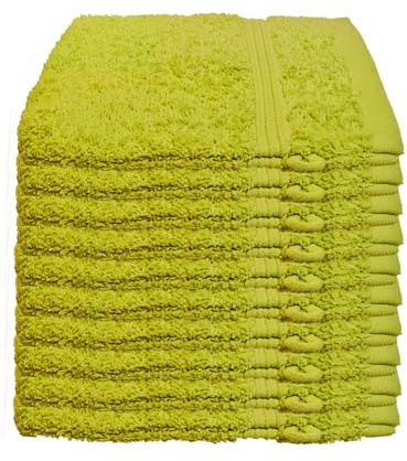 Julie julsen Lot de 10 gants de toilette 15 x 21 cm Disponible en 23 Couleurs doux et absorbant 500 gsm certifié Öko-Tex, Coton, citron vert, 15 cm x 21 cm