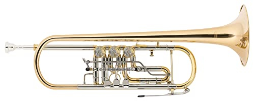 Classic Cantabile TR-43G Bb-Konzerttrompete (Goldmessing, Drehventile, Trigger am 3. Ventil, klarlackiert, inklusive Hartschalenkoffer und Mundstück)