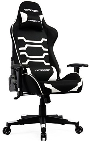 GTFORCE EVO CT RECLINING SPORTS RACING GAMING OFFICE DESK PC CAR FABRIC CHAIR (White)