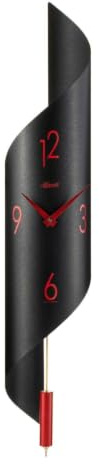 Hermle 70869-292200 Moderne Wanduhr Savanna II, Quarz Schwarz-Rot