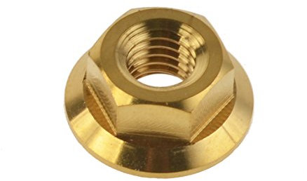 Yaruijia Titan DIN6923 M5/M6/M8/M10/M12/M14 Flansch Sechskantmutter für Fahrrad Motorrad Teile (M8 x 1,25 mm, Gold)
