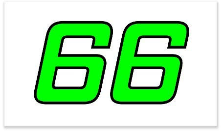 Oldbones Motorcycle Automobile Race Number Stickers Vinyl decal (Number 6) In Green