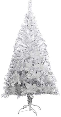 MIWOOHO 120cm PVC Festive Künstlicher Weihnachtsbaum Weiss Tannenbaum Weiß Christbaum Dekobaum mit Ständer