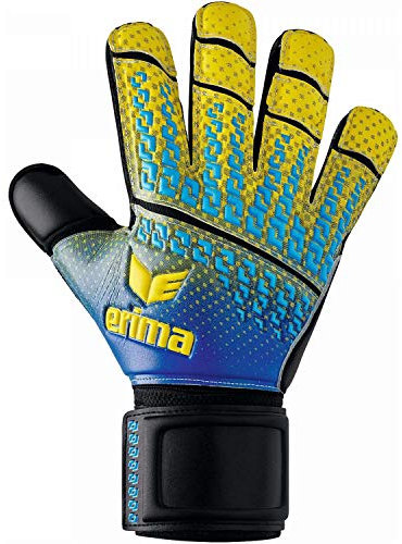 Erima Erwachsene Skinator Hardground 2.0 Torwarthandschuhe, safety yellow/Blau, 12