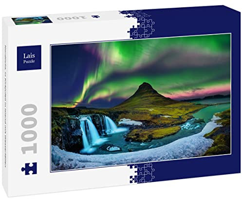 Lais Puzzle Northern Lights, in Kirkjufell in Iceland with waterfalls 1000 pieces