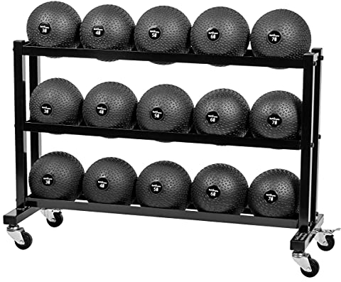 Bad Company Medizinball-Ablage I Rollbarer Ballständer für bis zu 15 Medizinbälle I BCA-129/Schwarz