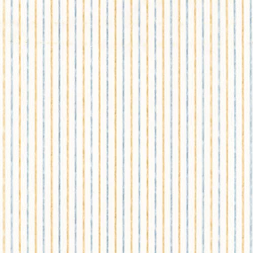 Pre-Pasted - Kids Unisex White, Blue & Yellow Stripes Vinyl Wallpaper - FD68872