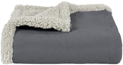 Pawsee 125×75 cm Waterproof Dog Blanket Washable Sherpa Fleece Pet Blanket for Puppies Cats Dogs, Reversible Waterproof Protector Cover for Dog Sofa Bed Gray/Tuape